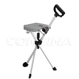 <span class=keywords><strong>Canne</strong></span> de marche portable en aluminium à 3 pieds avec siège, pliable en un clic, chaise-<span class=keywords><strong>canne</strong></span> pour personnes âgées, utilisation en extérieur - Product Image 2