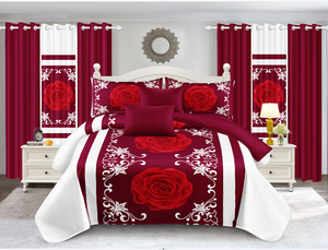 Parure <span class=keywords><strong>de</strong></span> draps 10 pièces en microfibre <span class=keywords><strong>de</strong></span> polyester à imprimé floral, style africain, avec <span class=keywords><strong>rideaux</strong></span>, faible MOQ, pliée, stock économique - Product Image 3