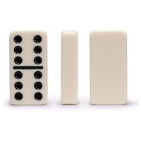 Imports 28 tuiles Double 6 dominos Pips Dots Game Set Jumbo Tournament Size Dominos avec étui en bois de chêne foncé