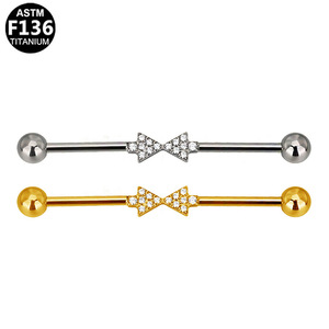 Barre de piercing en titane F136 Infinity 1,6 mm 38 mm avec clous en zircone pour piercing au nez - Product Image 2