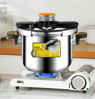 Casserole à pression en acier inoxydable 304 de 4 à 10 L, grande capacité, couvercle rotatif à une main, verrou de sécurité, ustensiles de cuisine pour cuisinière à gaz