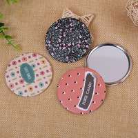 Cadeaux promotionnels personnalisés moins chers, impression couleur, miroir de maquillage portable en métal rond de 58 mm
