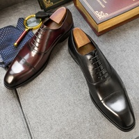 Chaussures d'affaires pour hommes en cuir véritable souple, style Oxford décontracté et formel, chaussures plates décontractées à lacets, élégantes et polyvalentes