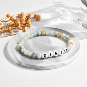 Nuovo Braccialetto Trendy da Donna in Plastica con Perline Naturali da 6mm e Lettere, Fatto a Mano, con Carta Regalo, <span class=keywords><strong>Gioielli</strong></span> all'Ingrosso - Product Image 2
