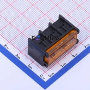 DBT50G-8.25-3P-BK-P Barrier Terminal Block Through hole,P=8.25mm Connector With Cover Plate 8.25mm 1x3P Straight Pin - Product Image 1