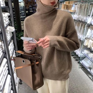 Pull-over en tricot à <span class=keywords><strong>col</strong></span> <span class=keywords><strong>roulé</strong></span> épais et ample pour <span class=keywords><strong>femme</strong></span>, style vintage, automne-hiver, décontracté - Product Image 1