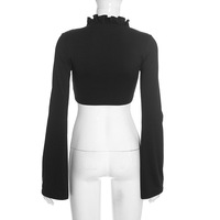 Atasan Crop Top Lengan Panjang dengan Tali Depan untuk Wanita, Blus dan Atasan Kasual Elegan Seksi Musim Gugur 2026