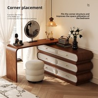 Table de toilette d'angle rétro française en bois massif pour chambre à coucher