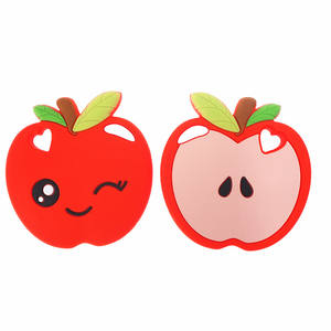 Jouet de dentition pour bébé sans BPA en silicone en forme de pomme, sucette de dentition en silicone pour bébé, sucette de dentition en silicone pour bébé - Product Image 1