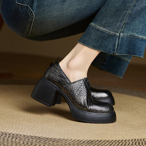 <span class=keywords><strong>Mocassini</strong></span> Casual Cialisa Autunno 2025, Scarpe da <span class=keywords><strong>Donna</strong></span> in Vera Pelle di Alta Qualità, Vintage <span class=keywords><strong>con</strong></span> Punta Rotonda, Slip-On <span class=keywords><strong>con</strong></span> <span class=keywords><strong>Tacco</strong></span> Alto e Grosso - Product Image 1