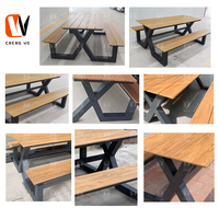 Vente Directe Usine Moderne Table de Pique-Nique Extérieure avec Banc en Bois de Camphre, Table-Banc de Pique-Nique Commerciale pour Patio et Jardin