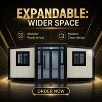 Maisons conteneurs extensibles 2-3 chambres en gros, villas préfabriquées à assemblage rapide, emballées à plat, avec panneaux sandwich
