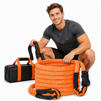 Kit de récupération cinétique en nylon polyester à double tressage pour voitures tout-terrain 4x4, ATV, UTV, sangle de remorquage 19 mm 6 m