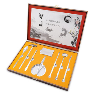 Crab Tools Set 8-Piece Stainless Steel Seafood Utensils For Crab Roe And Shrimp Peeling With Scissors And Picks Boxed - Product Image 2