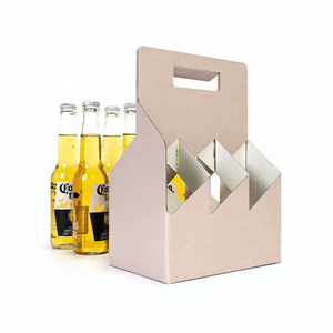 Emballage personnalisé OEM pour la bière et les alcools de fête, boîte à <span class=keywords><strong>vin</strong></span> en papier kraft <span class=keywords><strong>blanc</strong></span> biodégradable robuste pour 6 bouteilles - Product Image 1