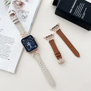 Luxury Genuine Leather Watch Strap For Apple Watch S8 Ultra 49MM Mini Girls Red For Apple SE765432 42MM 40MM 38 MM Watch Band