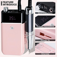 Ponceuse à ongles électrique portable haute puissance, moteur sans balais, professionnelle, faible bruit, haute vitesse 35000 tr/min, USB