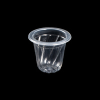 Gobelet PP transparent personnalisé de 30 mm en forme de fleur de cerisier pour emballage de gelée, pouding, dessert, petit format alimentaire avec option de couvercle, vente en gros
