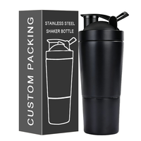 Shaker à protéines en acier inoxydable à double paroi isolé sous vide, anti-fuite, avec boule mélangeuse pour la pré et la post-entraînement, musculation