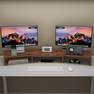 Computer Monitor <b>Riser</b> <b>Desk</b> Shelf Storage Organizer Foldable Rotatable Standing Type Rectangle Office Desktop Screen Lifter - Product Image 1