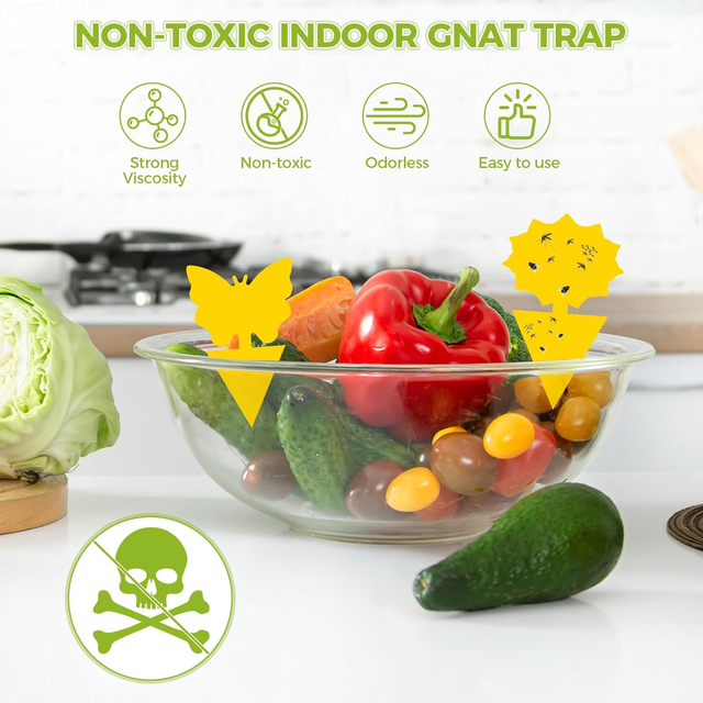 Easy to Use Yellow Sticky Traps  Non-Toxic Double-Sided Weatherproof for Preventing Fruit Flies Contamination on Fruits