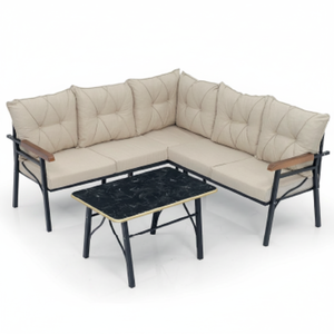 Kugu Modern Metal Carcass Corner Outdoor <b>Sofa</b> Set for Balcony & Garden Use - Product Image 2