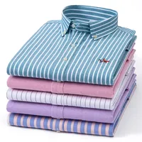 Chemises Polo Oxford 100% Coton à Manches Longues pour Hommes Broderie à la Mode Vêtements de Bureau Élégants