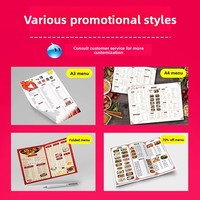 Menu de commande en un clic pour restaurants de hot pot et de barbecue, dépliant promotionnel pliable, affiche couleur personnalisée imprimée