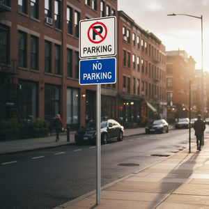 Panneau de signalisation routière réfléchissant double face « Interdiction de stationnement », panneau de sécurité routière pour usage routier - Product Image 3