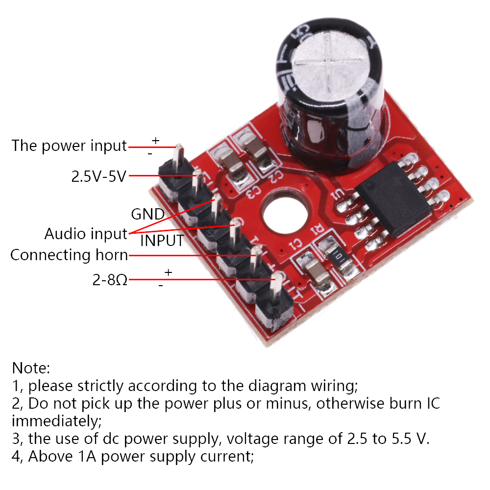 LTK5128 XPT8871 Mono AB sınıf D amplifikatör kurulu DC 5V 1A 5W