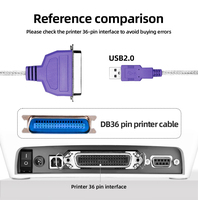 Câble d'imprimante USB vers CN36 1.5M USB vers parallèle IEEE 1284 Câble de connecteur d'adaptateur d'imprimante 36 broches violet