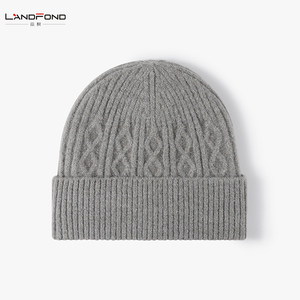 Bonnets d'hiver Landfond Nouveau chapeau tricoté en laine <span class=keywords><strong>mérinos</strong></span> à grosse tête Bonnets épais et chauds neutres pour hommes et femmes - Product Image 4