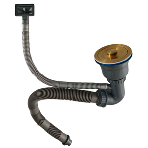 Égouttoir et tuyau modernes pour évier simple de cuisine et d'hôtel, accessoire de vidange d'évier, filtre de vidange en V, <span class=keywords><strong>bouchon</strong></span> de vidange, tamis NANO Gold - Product Image 1