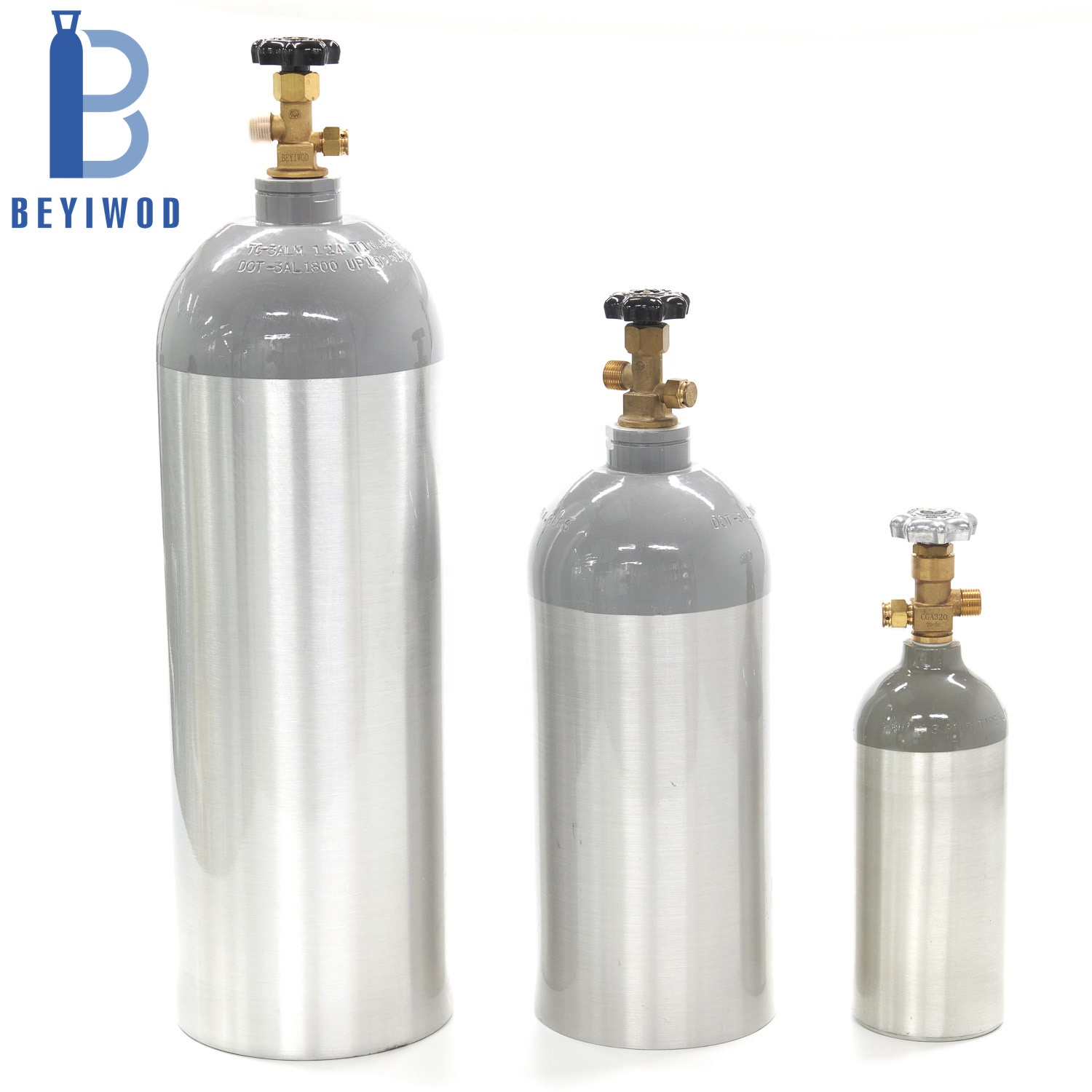 DOT3AL ISO7866 2.5lb 5lb 10lb 20lb Refillable Aluminum Co2 Gas Cylinder for Beverage Aquarium