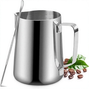 <span class=keywords><strong>Pichet</strong></span> à mousse de lait en acier inoxydable 350 ml/12 oz avec poignée ergonomique pour café, <span class=keywords><strong>cappuccino</strong></span>, latte art, usage barista - Product Image 1