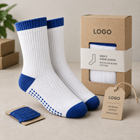 Chaussettes pour hommes en mélange de coton et élasthanne, blanches et cobalt, tricot côtelé, talon et bout renforcés, tailles personnalisées