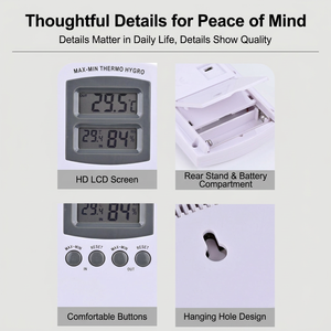 Termómetro Higrómetro Digital para Interiores y Exteriores con Sonda y Pantalla LCD para Hogar e Invernadero - Product Image 4