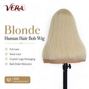 Pelucas de Lujo Premium para Mujer, Cabello Humano Remy 12A, Encaje 13*4, 200% de Densidad, Parte Libre, Rubio 613, Estilo Bob Liso, Venta al por Mayor - Product Image 3