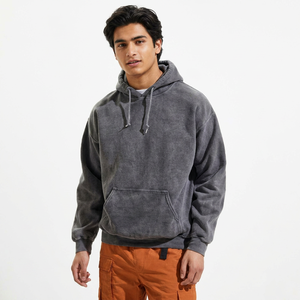 Sudadera con Capucha 100% Algodón Lavada al Ácido, Sudadera de Alta Calidad con Efecto Desgastado para Invierno, Logotipo Personalizable, Estilo Urbano - Product Image 1