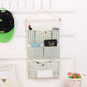 Bolsa de almacenamiento montada en la pared de varias capas con seis bolsillos y cajón para pañuelos, organizador de tela de algodón para puertas y ventanas - Product Image 5