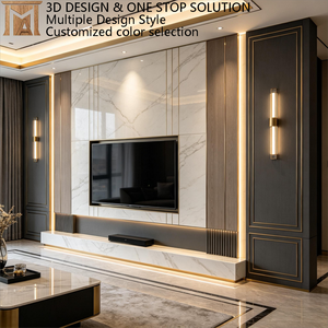 <span class=keywords><strong>Meuble</strong></span> <span class=keywords><strong>TV</strong></span> moderne de luxe sur mesure avec système mural intégré et finition en pierre frittée pour salon de villa - Product Image 2