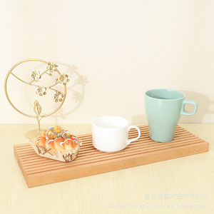 Solid Wood Water Ripple <b>Tray</b> Cutting Board Household Coffee <b>Tea</b> Plate Food Photography Prop - Product Image 5