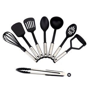 High Quality Black Color Kitchen Cooking Tools Heat Resistant 24 Pieces Nylon Kitchen Utensils Set Use for Non-stick Cook <b>Pan</b> - Product Image 3