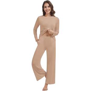 ชุดนอนผู้หญิงผ้าวิสโคสผสมใยไผ่ แขนยาว กางเกงขายาว เนื้อผ้านุ่ม ชุดนอน 2 ชิ้น ไซส์ S ถึง XXL - Product Image 4