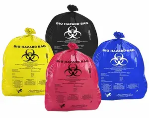Grandi sacchetti di plastica personalizzati a rischio biologico fondo della guarnizione della stella dei rifiuti medici sui sacchetti della spazzatura del rotolo per l'ospedale