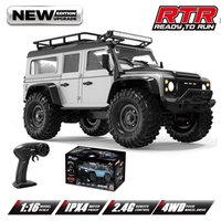 Coche RC HB R1601 1:16 2.4G 4 Canales 4WD Todoterreno con Luces LED, Camioneta Crawler, Vehículo de Escalada, Modelo de Juguete para Mayores de 14 Años, Listo para Usar, Metálico, 35m