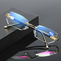 Haute qualité mode unisexe carré presbytie métal sans monture anti lumière bleue lunettes de lecture pour femmes hommes