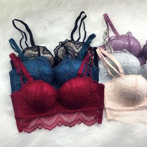 All'ingrosso reggiseno a <span class=keywords><strong>balconcino</strong></span> Push up Sexy in pizzo Plus Size biancheria intima con ferretto foderata in spugna - Product Image 4