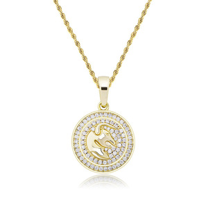 18k Gold Plated Hip Hop Jewelry Women Men Iced Out <strong>Coin</strong> Shape 12 Horoscope Constellations Pendant <strong>Necklace</strong> Zodiac Sign <strong>Necklace</strong> - Product Image 5