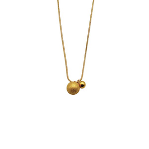 Gold Ball Stainless Steel Necklace For Women Clavicle Chain Daily Wear Geometric Design Frosted Round Pendant - Product Image 5